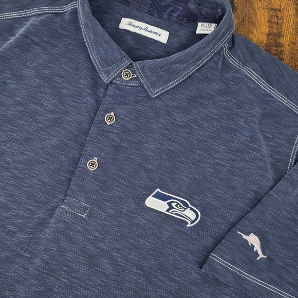 Tommy Bahama Other - Tommy Bahama Polo Short Sleeve Shirt Blue NFL Seahawks Men's XL Embroidered